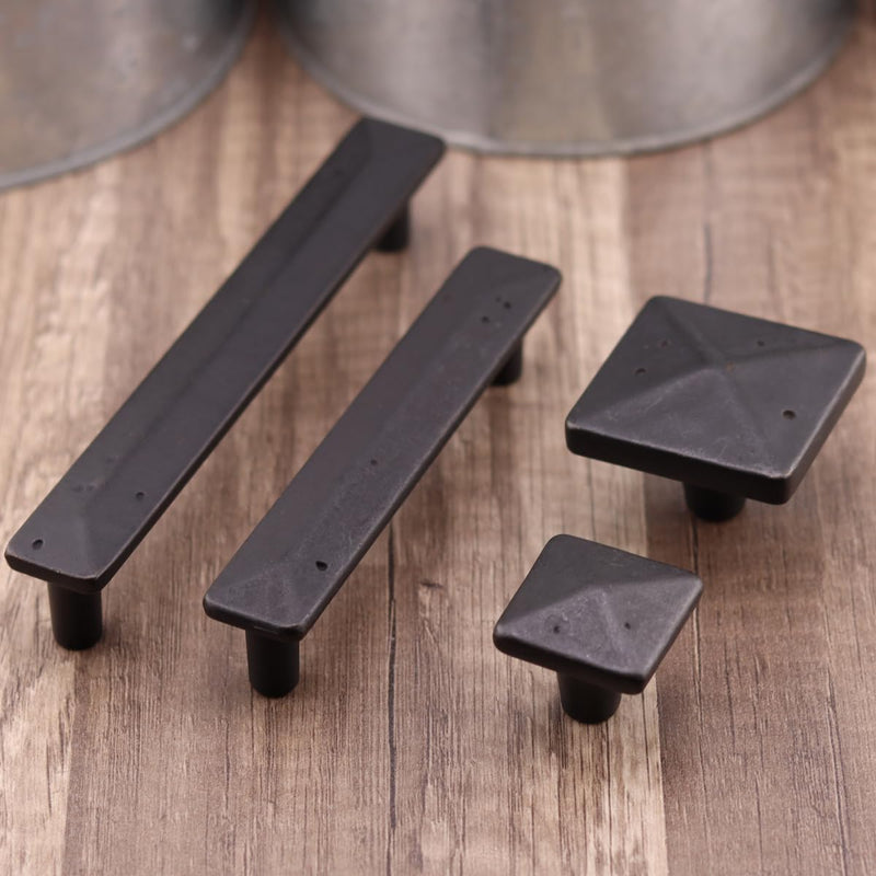 Bedrock Square Knob 1.75", Rustic Bronze, 5-Piece Set 1.75" Knob