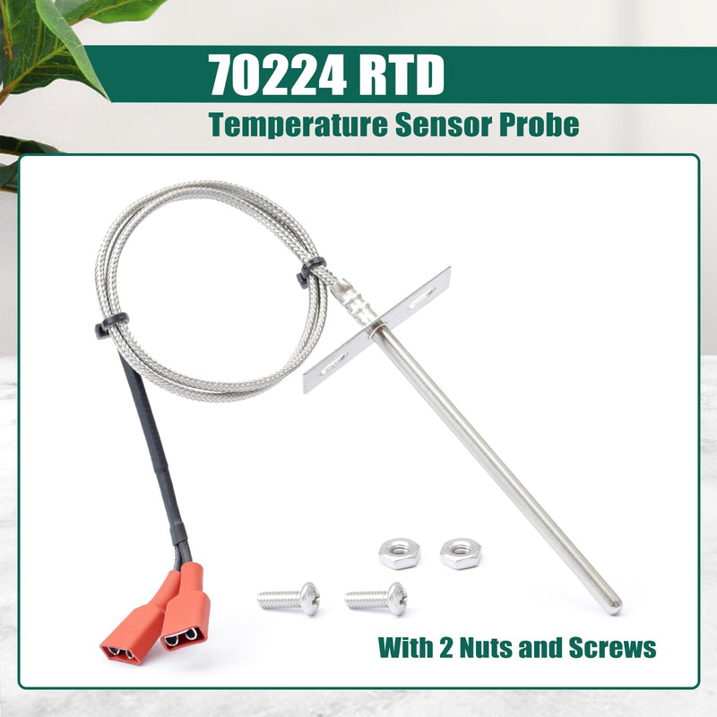YUXIVCNE 70224 RTD Temperature Sensor Probe Replacement for Pit Boss 340 440 Pellet Grills Replace 31187 with 2 Nuts and Screws