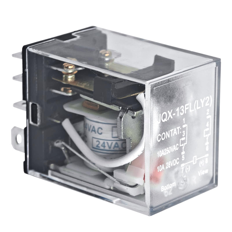 2PCS LY2-AC24 General Purpose Power Relay - DPDT 10A Contact Rating, 24VAC Rated Voltage, 46Ma at 60hz Rated Load Current - Reliable Electric Signal Control for Low Current Applications 2