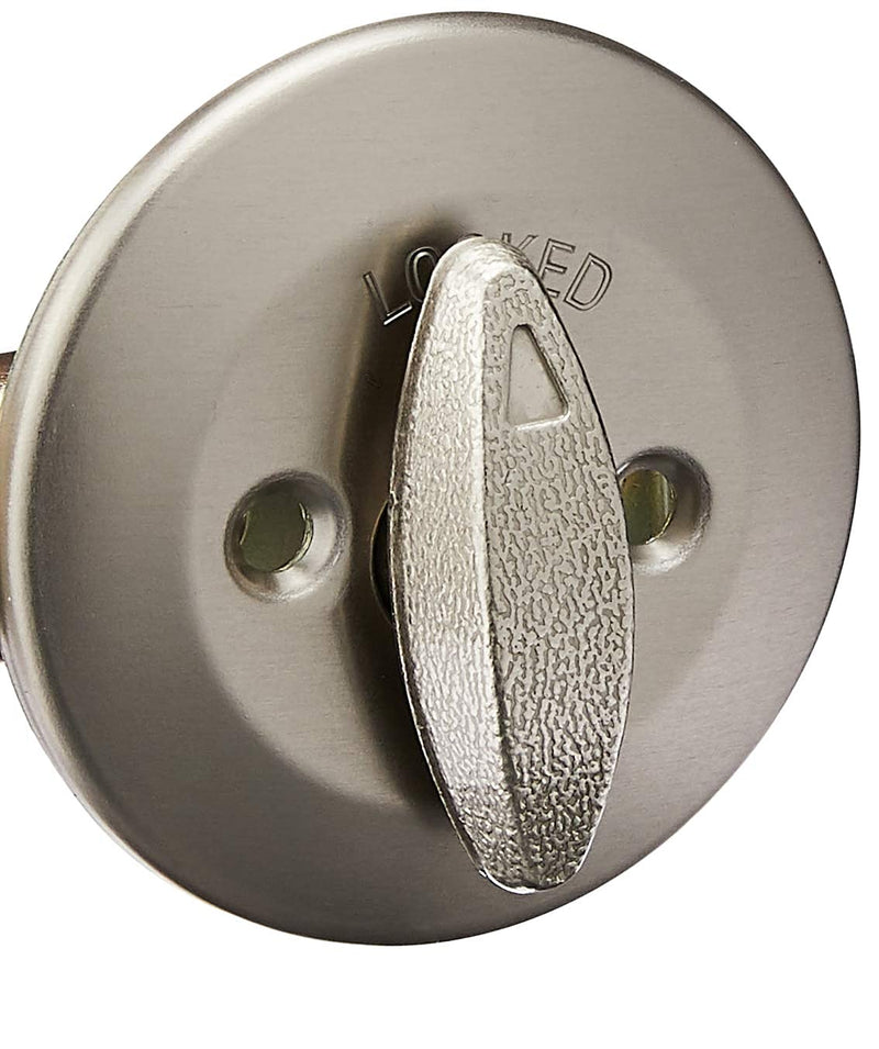 Kwikset 663 Deadbolt Unkeyed Deadbolt Lock, Satin Nickel Round Interior Turn Piece for Front Entry Door, with Latch and Adapter, No Exterior Assembly