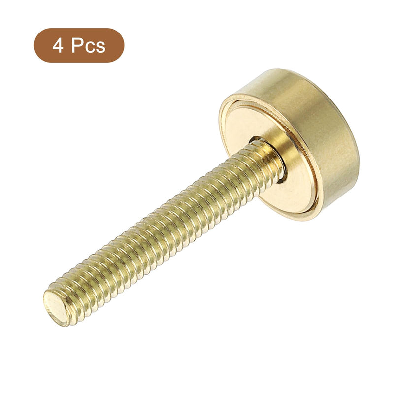 uxcell 4Pcs Brass Decorative Screws with Caps, 12 mm Mirror Screws Cap Cover Nails Fasteners for Decorative Mirror Furniture, Gold