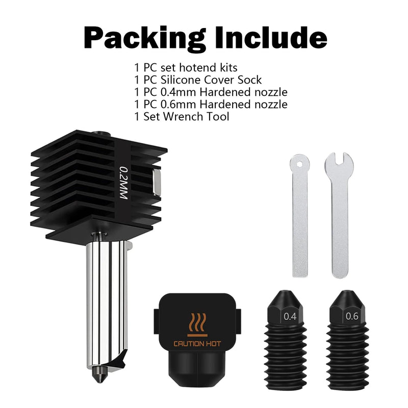A1 Mini/A1 Hotend 0.2MM Print Head Kit Hot End Upgrade High-Temperature Heated Extruder with Extra 0.4MM 0.6MM Harened Steel Nozzle Wrench Tool for Bambu Lab 3D Printer Accessories 0.2MM A1/A1 Mini Hotend