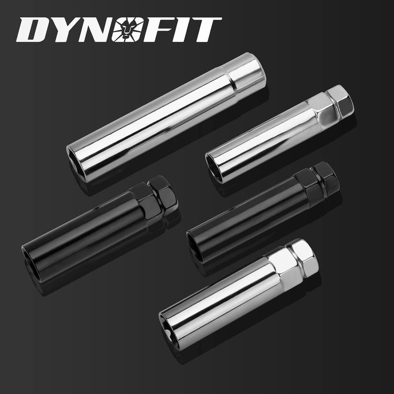 DYNOFIT 6 Spline Tuner Lug Nuts Key for Wrench with 3/4 inch (19mm) and 13/16 inch(21mm) Hex, Aftermarket Lugnuts Socket Replacement Tool for 1/2 inch 12x1.5 12x1.25 Lug Nut 1 Year Warranty 6 Spline 3/4"(19mm) 13/16"(21mm) Hex Black