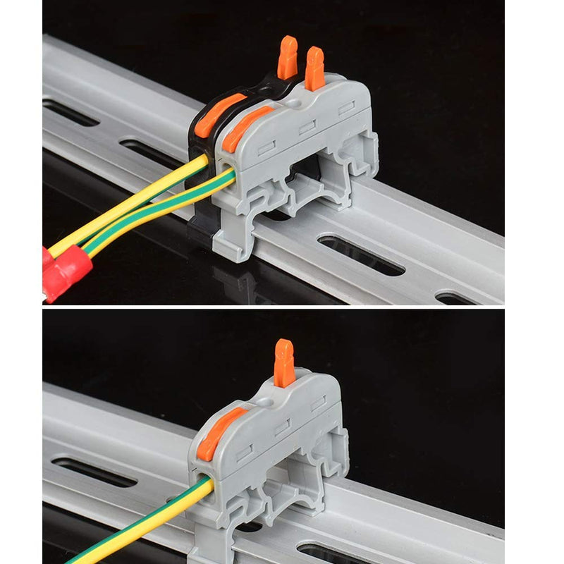DIN Rail Terminal Blocks,Universal Compact Wire Wiring Connector (40 pcs connectors+4 pcs Article in Parallel+4 pcs Digital Identification+2 pcs Fixed clamp+40 pcs Screw) 40 pcs connectors