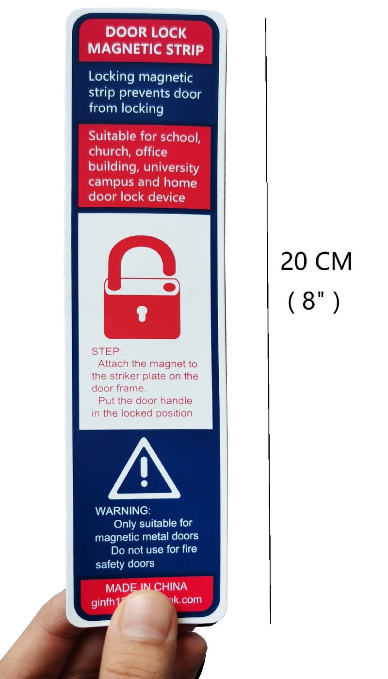 Lockdown Magnetic Strips Door Security Devices Thin Magnetic Strips School Office Emergency Easy Quick Lock Door Latch White Text Version (6) 6