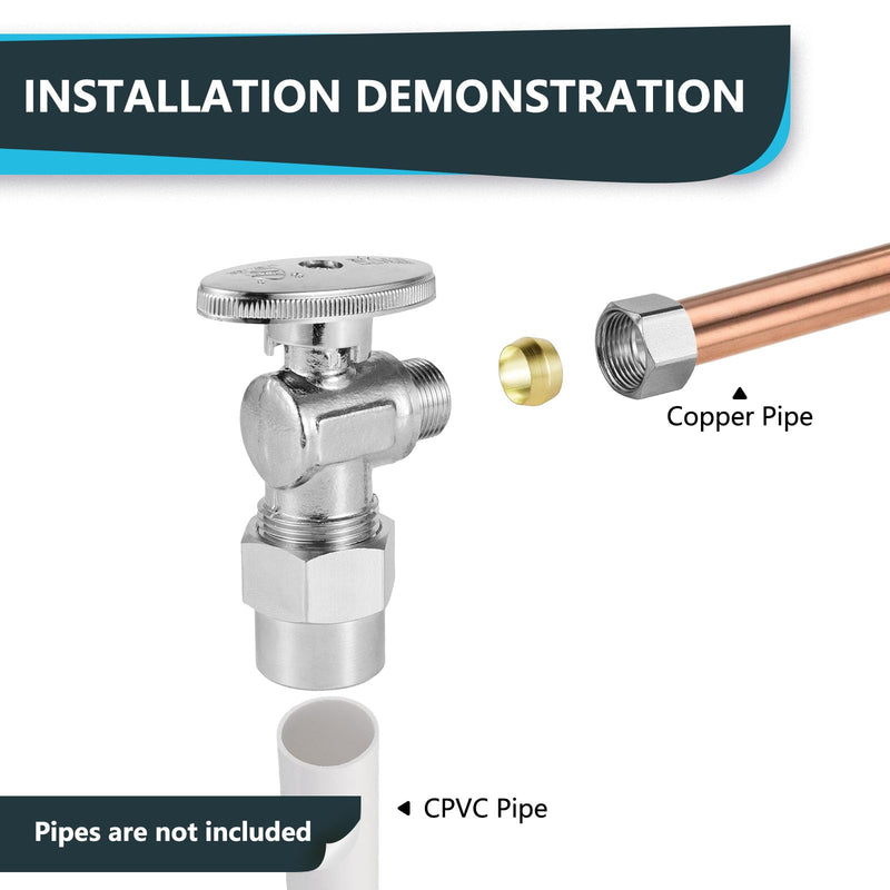 5Pack Seelink 1/2"CPVC x 3/8"OD Compression Angle Stop Valve(VALVE070-5) 5 1/2"CPVCx3/8"OD