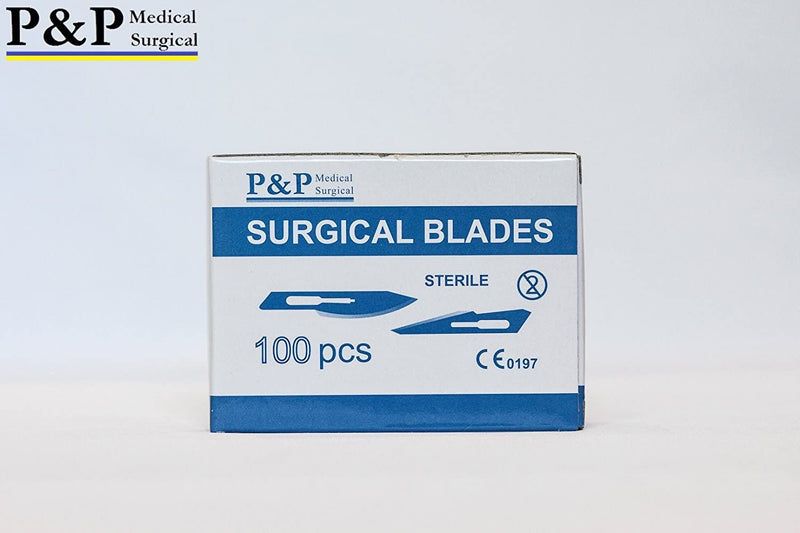 Disposable Surgical Scalpel Blades Sterile High Grade Carbon Steel 2.1% 10xx Individually Foil Wrapped by P&P MEDICAL SURGICAL Size 15 Box of 100