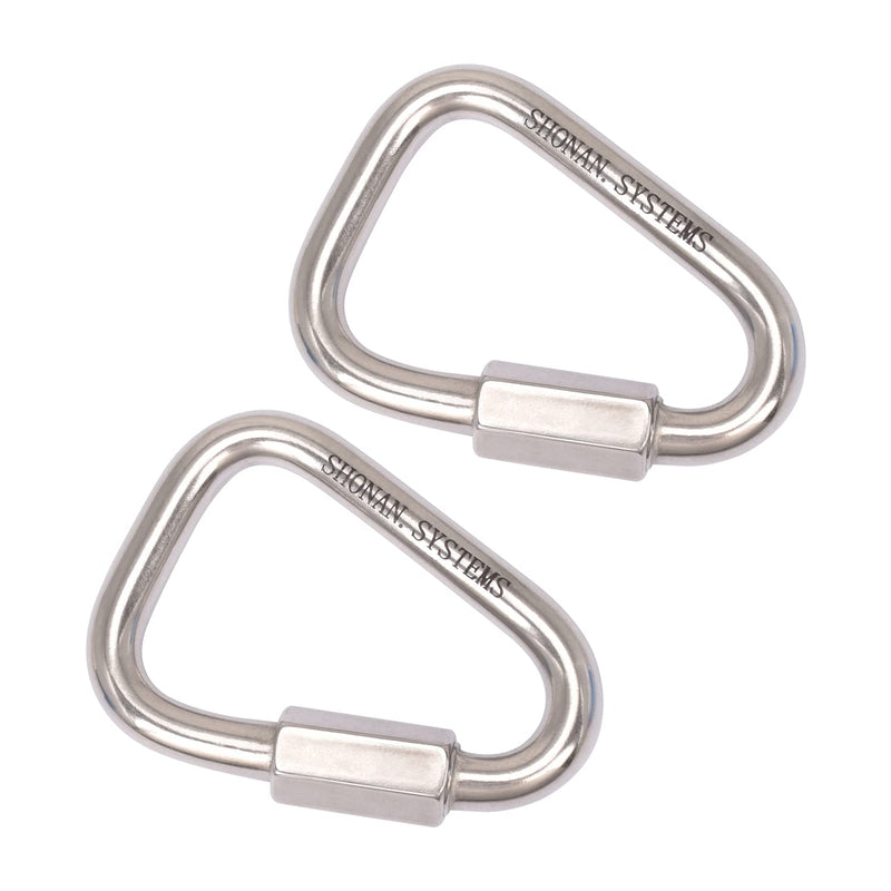 SHONAN 2.9 Inch Delta Quick Link Large Stainless Steel Triangle Quick Links Heavy Duty Triangle Carabiners Marine Grade, 2 Pack, 1535 Lbs Capacity 2.9 Inch, 2 Pack(Marine Grade)