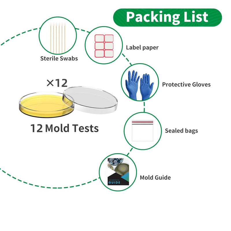 Mold Test Kit for Home | 12 Tests for Air, HVAC & Surfaces | 48-Hour Results with Identification Guide