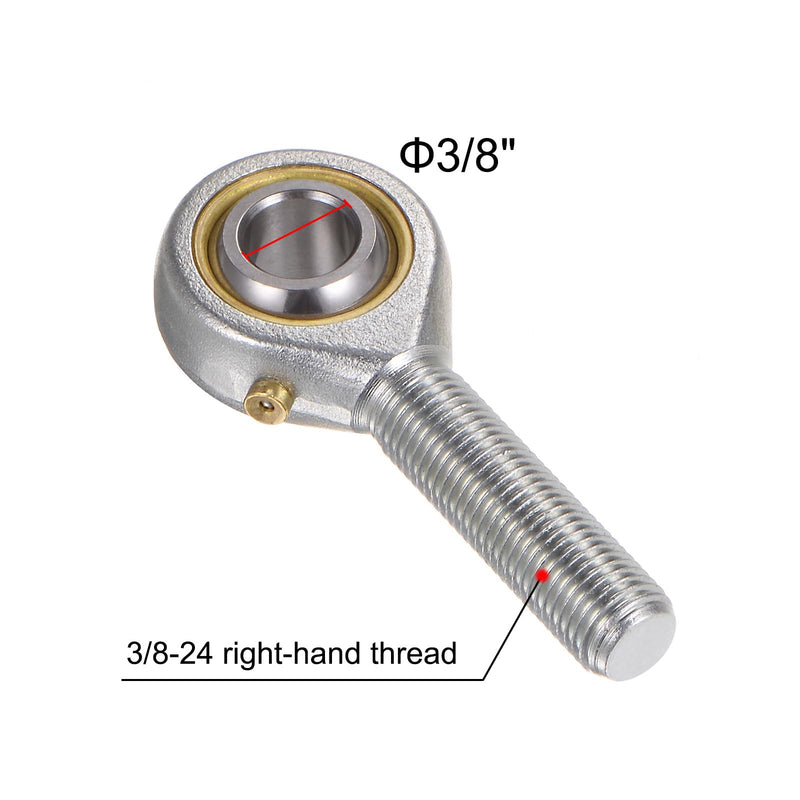 uxcell POSB6 Male Rod End Bearing 3/8 Inch Bore and 3/8-24 Right Hand Thread, Self-Lubricating Joint Rod Ends, Includes Jam Nut