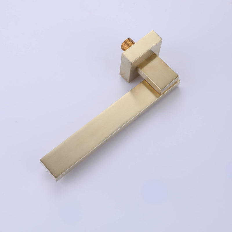 Folding Tub Spout, 180° Swivel Wall Mounted Bathtub Tub Basin Spout 1/2 NPT Thread Square Stainless Steel Bathroom Bathtub Shower Mixer Water Outlet, Brushed Gold