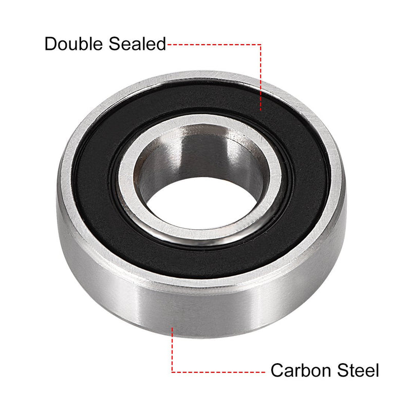 uxcell 6001-2RS Ball Bearing 12mm x 28mm x 8mm Double Sealed 180101 Deep Groove Bearings High Carbon Steel Z1 2pcs 6001RS (12*28*8)