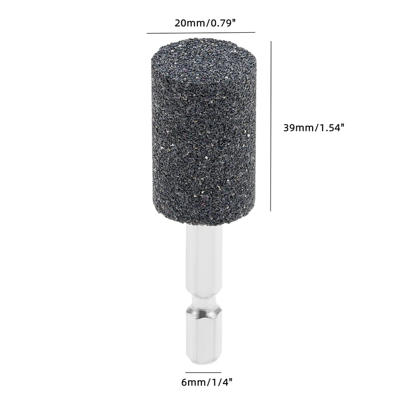 dophee 10Pcs 20mm Cylindrical Shape Aluminum Oxide Mounted Grinding Stones Rotary Grinding Bits with 1/4" Hex Shank for Electric Rotary Tools Drill Grinder