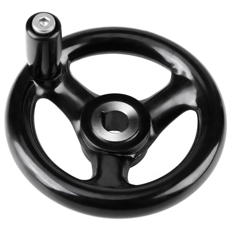 Hand Wheel 12mm, Bakelite Black Round 12 * 100mm 3 Spoke Hand Wheel Revolving Handle for Lathe Milling Machine