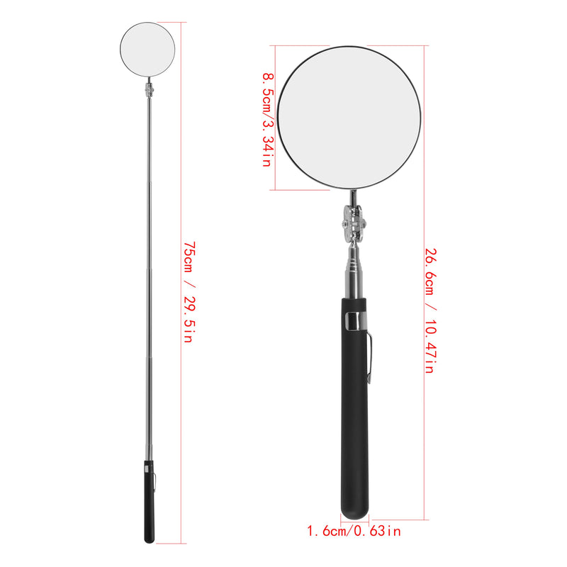 Telescopic Inspection Mirror, Circular Inspection Mirror, Telescopic Inspection Mirror, Flexible Inspection Mirror 360 Rotation, with Buckle Large Round Welding Mirror (Inspection Mirror-01) Inspection Mirror-01