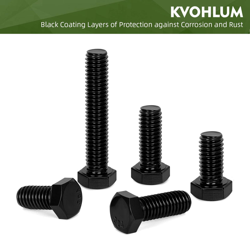 M8 x 30mm Hex Head Screw Bolt, 25 PCS Stainless Hex Bolts, Full Thread, 18-8 Stainless Steel (304), Black Coating M8 x 30mm