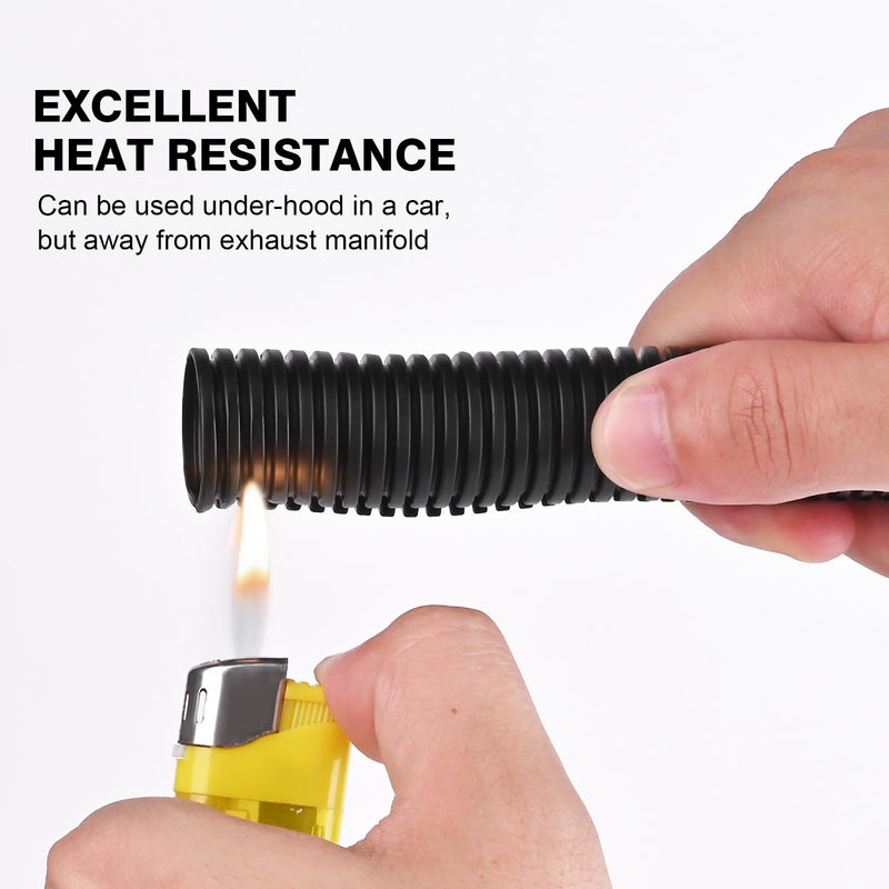 CrocSee 25ft - 3/4 inch Flame Retardant Split Wire Loom Tubing with Installation Tool - Flexible Wire Covers Cord Protectors - Black 3/4"-25ft