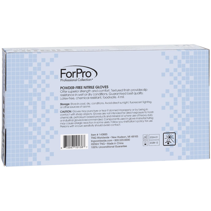 ForPro Professional Collection Disposable Nitrile Gloves, Chemical Resistant, Powder-Free, Latex-Free, Non-Sterile, Food Safe, 4 Mil, Blue, Medium, 100-Count Medium (Pack of 100)