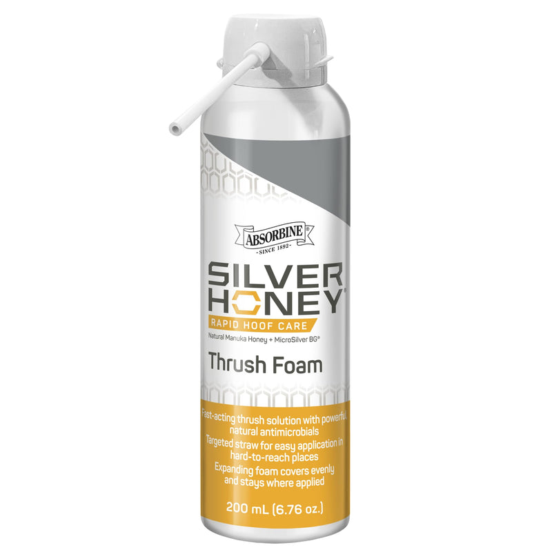 Silver Honey Rapid Hoof Care Thrush Foam, 200 mL / 6.76 oz, Manuka Honey + MicroSilver BG, Expanding Coverage for Equine Hoof Care