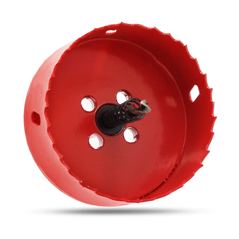 Hordion 83mm/3 1/4 inch Hole Saw Bi-Metal Saw Drilling Tool with Twist Drill Bit & L Hex Wrench for Cornhole Boards Wood Plasterboard Plywood Plastic 83mm / 3 1/4" Red