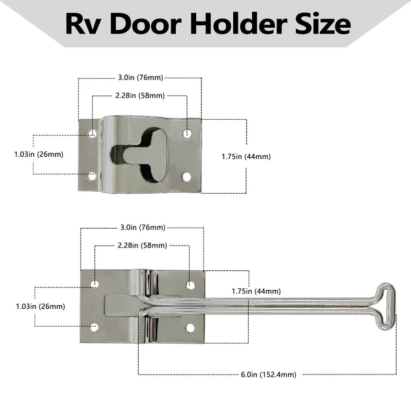 Rv Door Latch Trailer Door Latch 304 Stainless Steel Camper Door Latch Trailer Door Holder Rv Door Holder Rv Screen Door Latch 6 Inch Metal T-Style Door Holder For Cargo Trailer, Truck,(2 Pack)