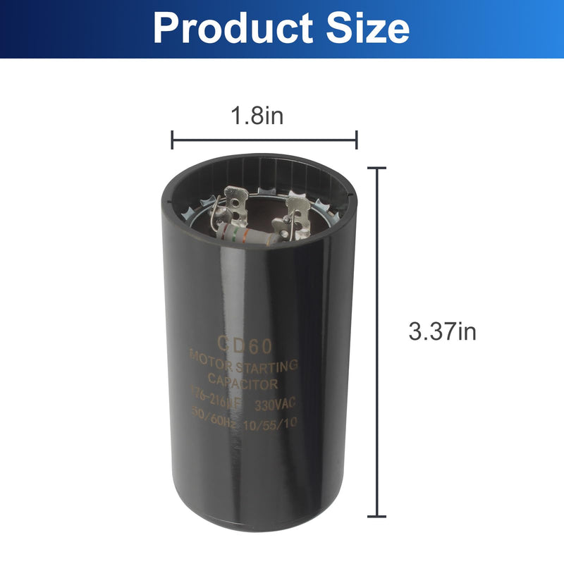 Upgrade CPT00320 Capacitor Dual Run Circular Start with Resistance Wire for Trane 176-216 MFD uF 330 Volt Capacitor, Specific Fit for American Standard Units, Heat Pump and HVAC Systems
