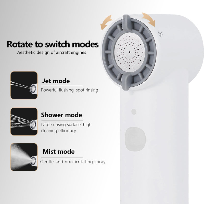 Portable Electric Bidet for Travel | Handheld Rechargeable Travel Bidet with 5 Spray Modes | Compact Personal Hygiene Solution for Camping, Hotel, Postpartum Care & Baby (White) White