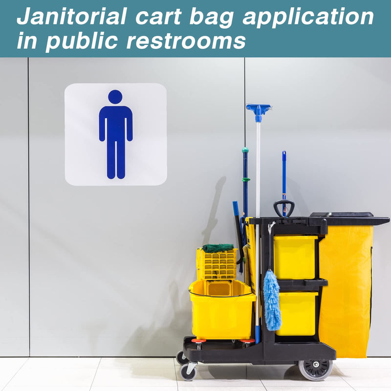 Cleaning Cart Bag Zippered Front Replacement Janitorial Cart Bag 24 Gallon Large Capacity Commercial Cleaning Bags for Cleaning Cart Housekeeping Carts, Yellow (26.5 x 15.5 x 10.5 Inch) 26.5 x 15.5 x 10.5 Inch