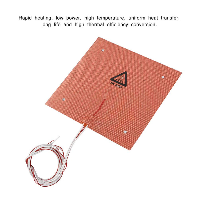 Tosuny 200W 24V Silicone Heated Bed 235x235mm High Temperature Resistance Heating Pad 3D Printer Hot Bed for Ender3/ for CRX/for Ender3 pro 3D Printer