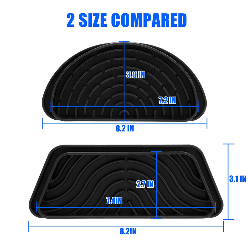 Refrigerator Drip Catcher, Refrigerator Drip Tray For Water Tray,Fridge Water Dispenser Drip Tray Prevents Water Splashes,Non-slip Silicone Dispenser Drip Collector for Ge Samsung -2 PCS Black 2PCS Rectangular