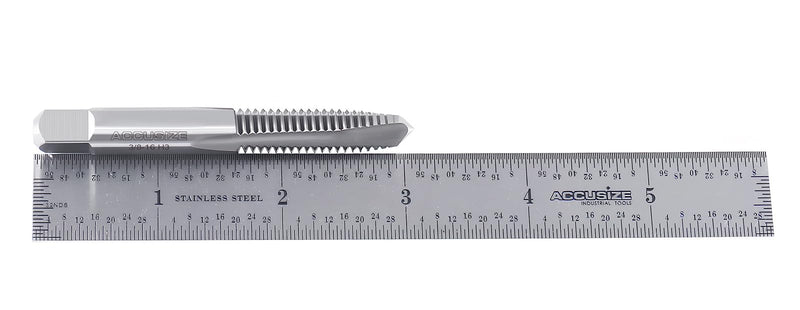 Accusize Industrial Tools Spiral Point Tap, 3/8-16NC, SPT-3/8-16x5 | 5 Pcs HSS, ANSI Standard, Fully Ground, 3 Flute, Plug Style
