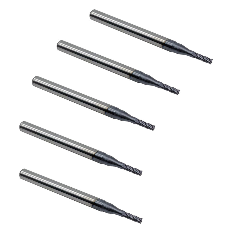 Carbide Square End Mill - 4 Flute - 1/16" 4T (5 Piece, 1/16") - for Milling Alloy Steels, Hardened Steel, Metal & More – Mill Bits Sets for DIYers & Professionals 5 1/16"
