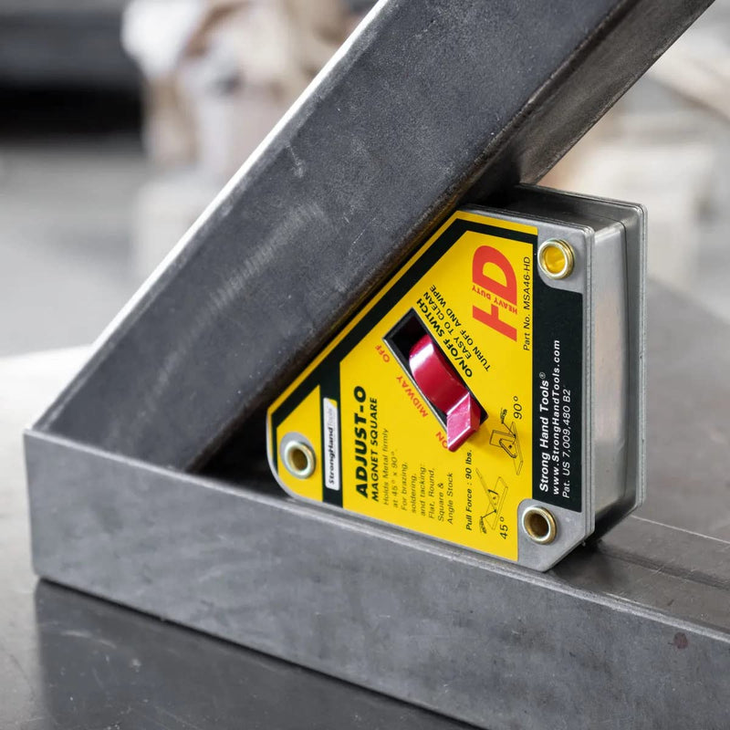 Strong Hand Tools MSA46-HD Adjust-O Heavy Duty Magnet Square, On/Off Switches, 65 lbs Pull Force, 4-3/8" Length, 3-3/4" Width, 1-1/8" Height