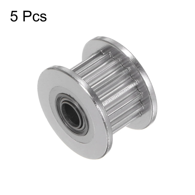 HARFINGTON 5pcs 2GT Idler Pulley 16 Teeth 3mm Bore 13mm Dia. Aluminum Timing Belt for 6mm Width Belt 3D Printer CNC Machine Accessories, Silver Tone 16Teeth 3mm Bore 13mm OD 6.5mm Width