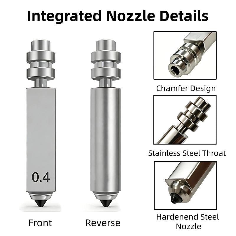 3PK 0.4MM 0.6MM 0.8MM Integrated Hardened Steel Nozzles for Kobra X Combo Quick-Detachable High Speed Throat Tube Nozzles Print Head Hot End for Anycubic 3D Printer 0.4mm 0.6mm 0.8mm kobra x nozzle