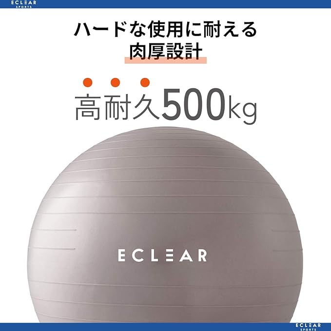 Elecom HCF-BB65GY Balance Ball, 25.6 inches (65 cm), Fitness Pump Included, Gray - NewNest Australia