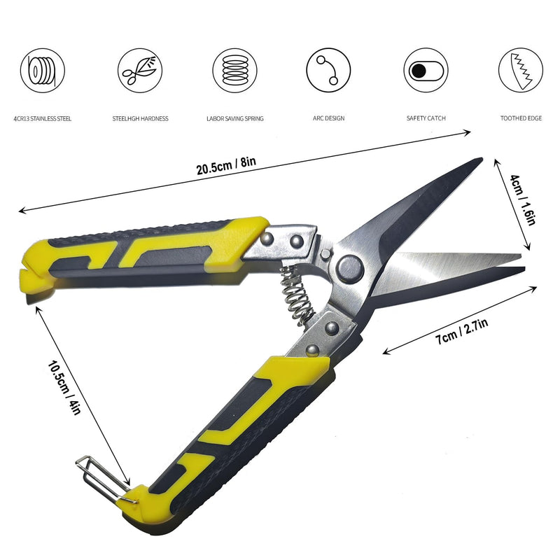 Aviation Tin Snips 8.7 Inch Heavy Duty Industry Scissors Straight Metal Cutter with Comfort Grip and Stainless Steel Blades Multifunction Cutting 8.7in Straight-Blades