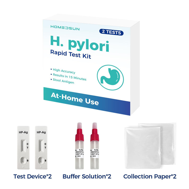 2-Pack H Pylori Stool Antigen Test Kit, Results in 15 Minutes | Individually sealed screening buffers with sanitary extraction tubes for routine wellness monitoring