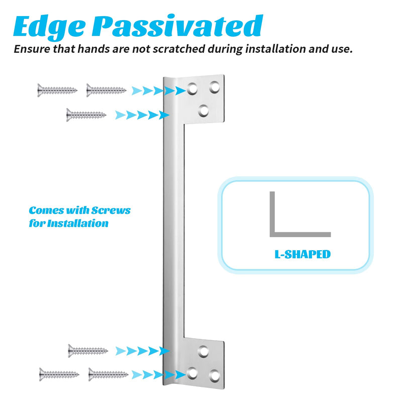 Blulu 2 Pcs Door Latch Guard Plate Outswing Angle Latch Protector Shield L Shaped Security Reinforcement Striker Plates to Block Access to Door Lock Deadbolt(2 Pcs,7 Inch) 7 Inch