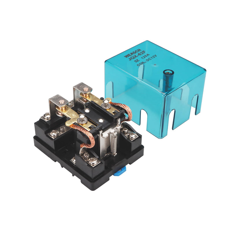High Power Relay JQX-62F-2Z, Coil Voltage DC 12V 120A, DPDT 2NO 2NC, Electronmagnetic Relay, 35mm Rail Mount (DC 12V, 1)