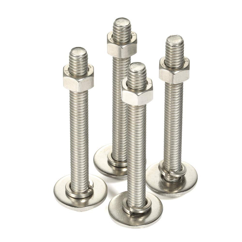 1/4-20 x 3-1/2" Hex Head Bolts with Hex Nuts and Thick Flat & Lock Washers, Fully Threaded, Stainless Steel 18-8, Plain Finish, 8 Sets 1/4-20 x 3-1/2"