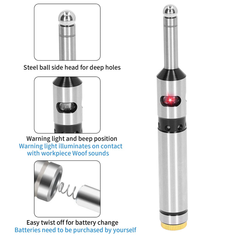 Photoelectric Edge Finder, Stainless Steel Electronic Edge Finder Non Magnetic Centering Rod Edge Finder Detector Machinist for Milling Machines, End Beds
