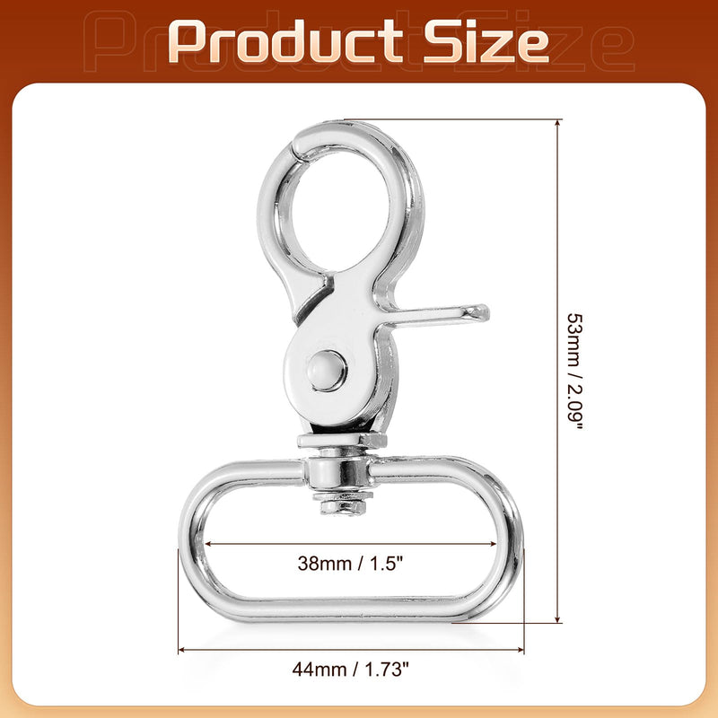 uxcell 6Pcs Swivel Snap Hook, 38mm(1 1/2") Trigger Snap Heavy Duty Zinc Alloy Metal Lobster Claw Clasp Lanyard Clips for Straps Bags Belting Leathercraft, Silver 38 mm