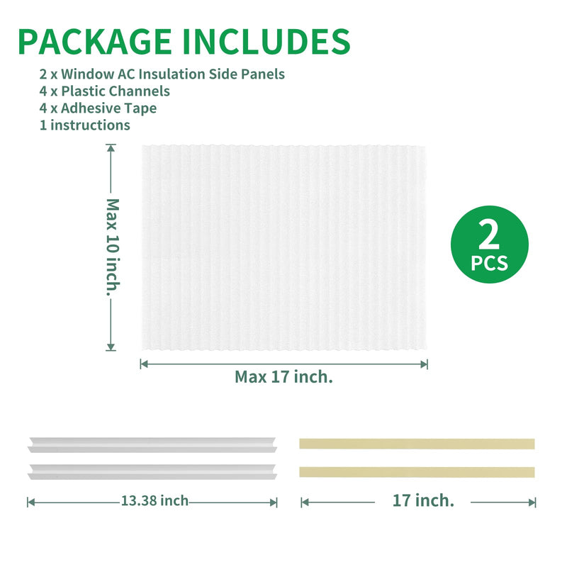 Window AC Insulated Side Panels with 4 edge banding strip Insulation Foam 2P
