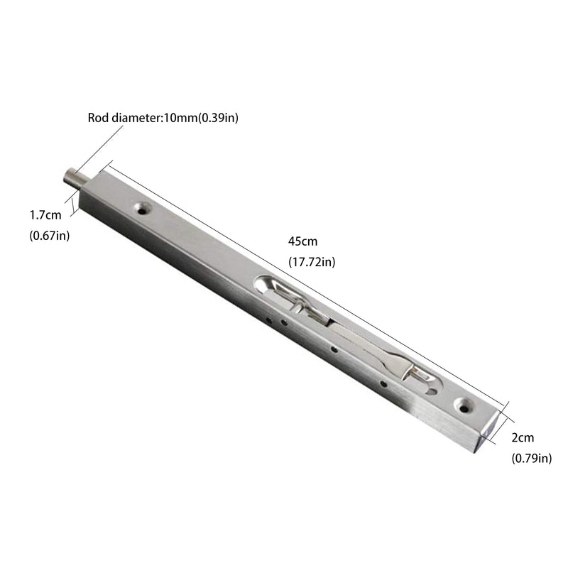 TOGU 18" Solid Stainless Steel Lever Action Flush Bolt, Concealed Security Door Lock for Composite, French, Wood, Double & Dummy Doors, Brushed Stainless Steel Finish, 2 Pack