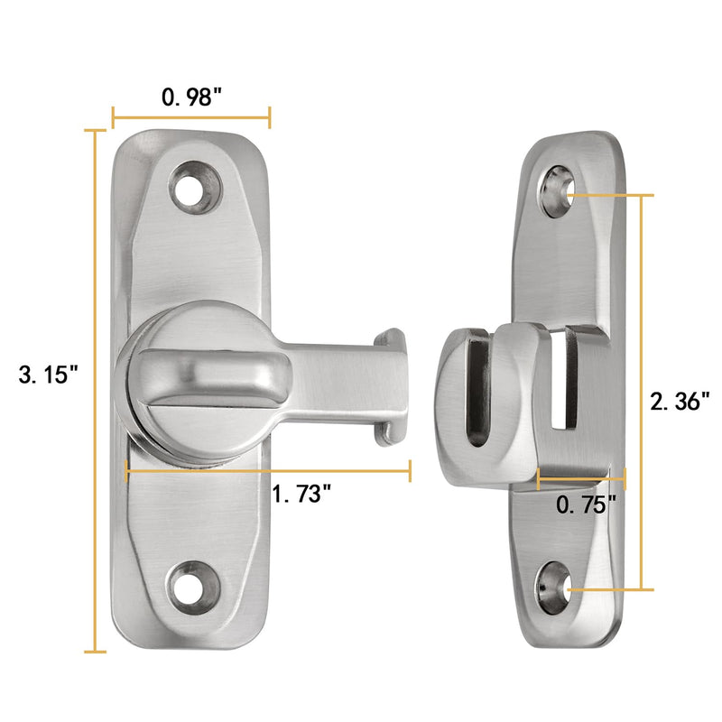 Barn Door Latch, 90/180 Degree Gate Lock, Zinc Alloy Right Angle Latch, Flip Gate Hardware, Sliding Door Lock for Cabinets, Bathrooms, Barn Doors - Silver (1 Pack) silvery_1 Pack