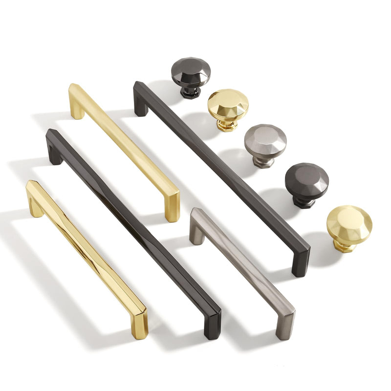Glossy Gold Cabinet Pulls Kitchen Cabinet Handles Drawer Pulls Dresser Knobs Modern Cabinet Hardware (10 Pack, Glossy Gold, Single Hole) 10 Pack