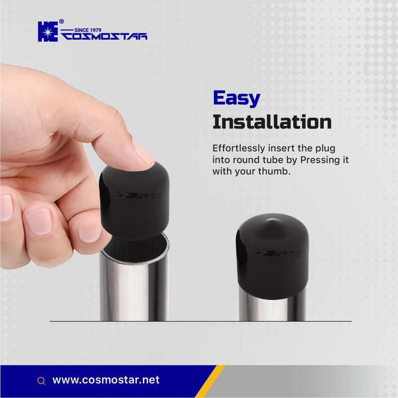 Cosmostar 1" Inch (25.4 mm) Round Rubber Hole Plugs - Durable Black End Caps for Metal Tubing, Fences, Chair & Furniture Legs | Easy Glide Protection & Secure 1" 10
