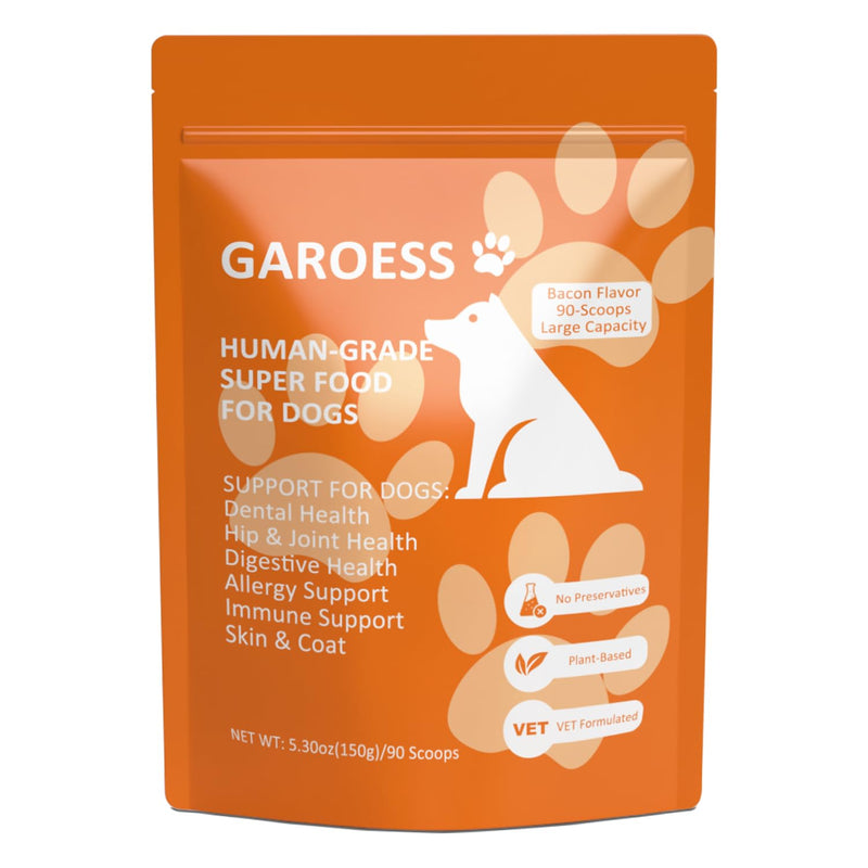 Human Grade Superfood for Dogs, Premium Green Powder, Cranberry,Pumpkin Powder, chlorella for Dental & Teeth, Hip & Joint, Gut Health, Allergies, Immune, Skin, Large Size, 90 Scoops（5.3oz