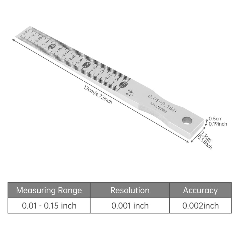 Taper Gap Gauge 0.01"-0.15", Graduation 0.001", Precision Wedge Feeler Gap Hole Measure Tool for Mold/Electrical Components with Laser Scales & Anti-Corrosion Coating